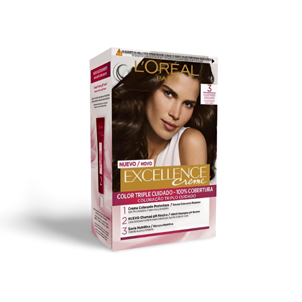Loreal tinte Excellence Creme nº3 Castaño Oscuro